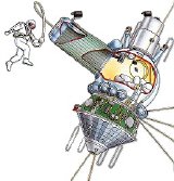 Diagram of Voskhod 2 showing the inflatable hatch from which the space walk took place