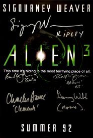 Alien 3 masterprint signed by Sigourney Weaver, Paul McGann, Ralph Brown, Charles Dance & Danny Webb