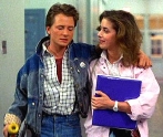Michael J Fox & Claudia Wells in 'Back to the Future'