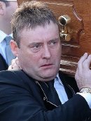 Jimmy White at the funeral of Alex Higgins