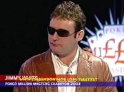 Jimmy White on TV after becoming the Poker Million Masters Champion in 2003