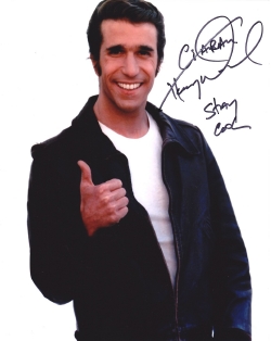 Henry Winkler has signed this photograph of him as The Fonz from 'Happy Days'