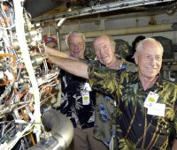 Astronauts Scott Carpenter, Gordon Cooper and Al Worden at NASA's Stennis Space Centre in Dayton, Ohio in 2004