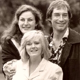 Julie T. Wallace, Timothy Dalton & Camille Coduri in a publicity shot for 'Hawks'