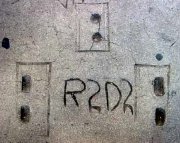 R2-D2's footprints in concrete outside Grauman's Chinese Theatre in Hollywood
