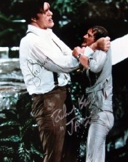 Photograph from 'Moonraker' signed by Roger Moore and Richard Kiel