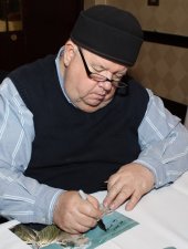 Ian McNeice signing photograph