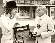 Paul Nicholas with George Burns on the set of 'Sgt. Pepper's Lonely hearts Club Band'