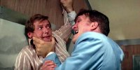 Roger Moore as James Bond and Richard Kiel as Jaws in 'The Spy Who Loved Me'
